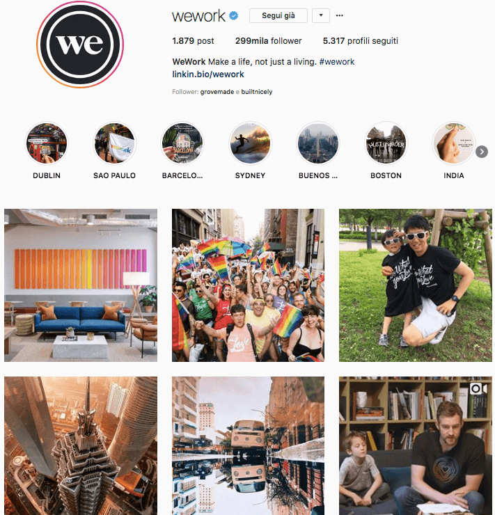 Pagine Instagram da seguire: WeWork