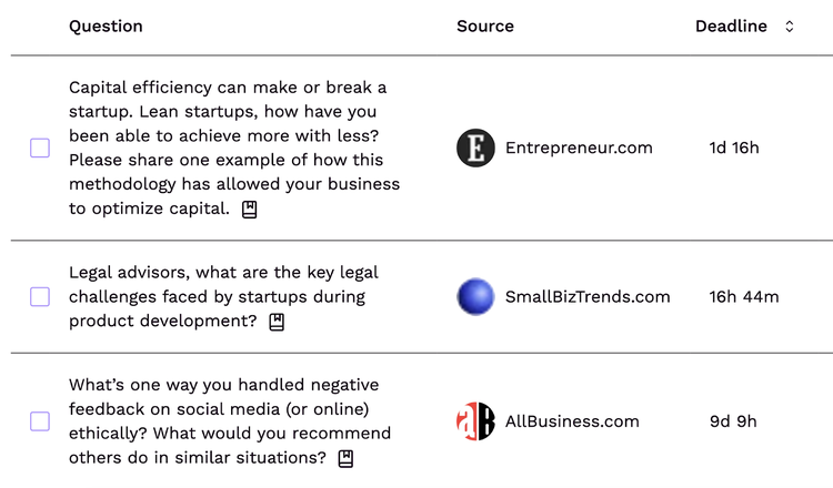 Entrepreneur.com chiede: "Startup snelle, come siete riuscite a ottenere di più con meno?" Small Biz Trends chiede ai consulenti legali: "Quali sono le principali sfide legali che devono affrontare le startup che si occupano di sviluppo prodotti?"