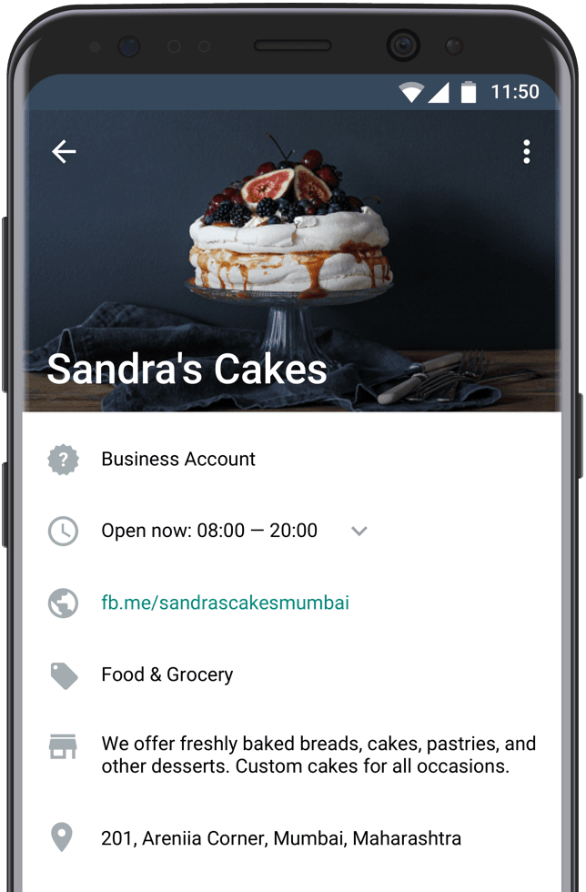 la pagina profilo su whatsapp business