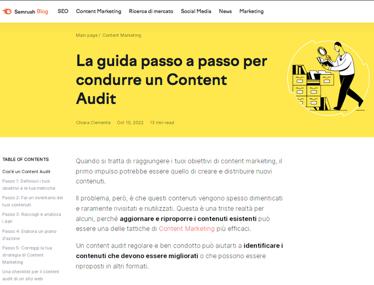 Blog header articolo sezione gialla titolo illustrazioni