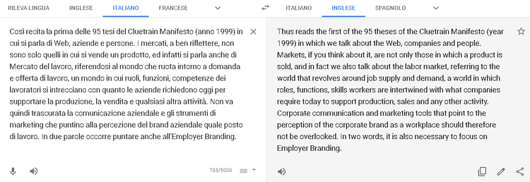 Testo da Italiano a Inglese