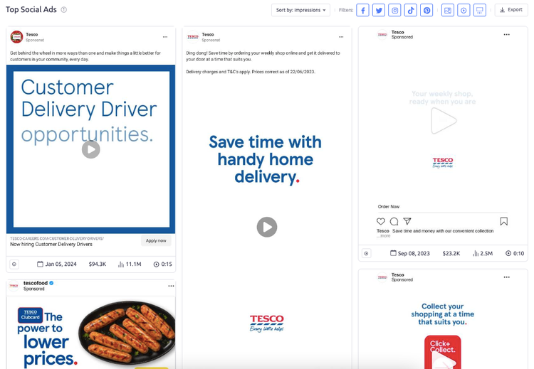 migliori annunci sui social media di tesco.com