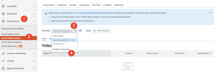 Social Media Tracker di Semrush