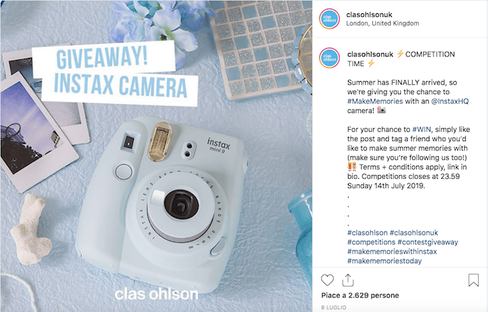 Come ha organizzato Clas Ohlson UK il suo giveaway su Instagram