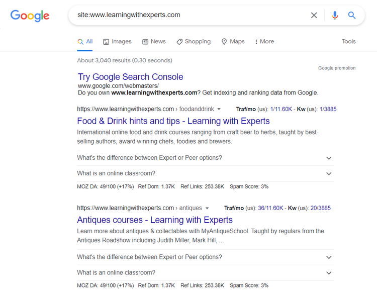 ricerca su Google per tipo di file
