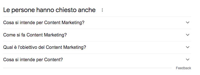 Google People Also Ask domande Content Marketing cosa significa