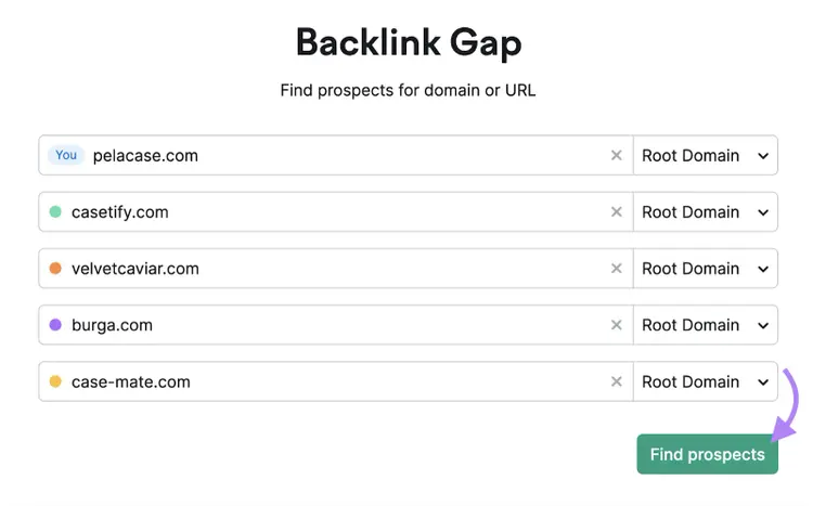 Strumento di ricerca Backlink Gap