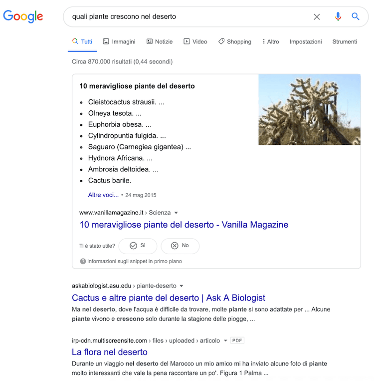 significato di keyword, un esempio