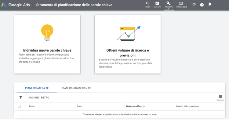 Google Ads Keyword Planner planning tools interface