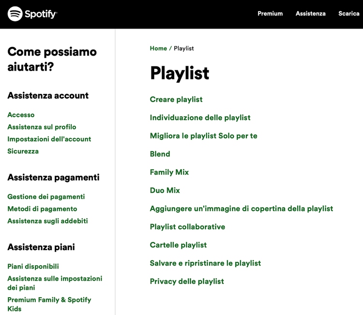 FAQ Spotify: 'Come possiamo aiutarti?' account, pagamenti, piani