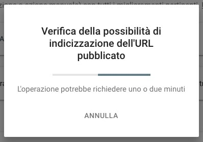 Dialog verifica indicizzazione URL Google Search Console