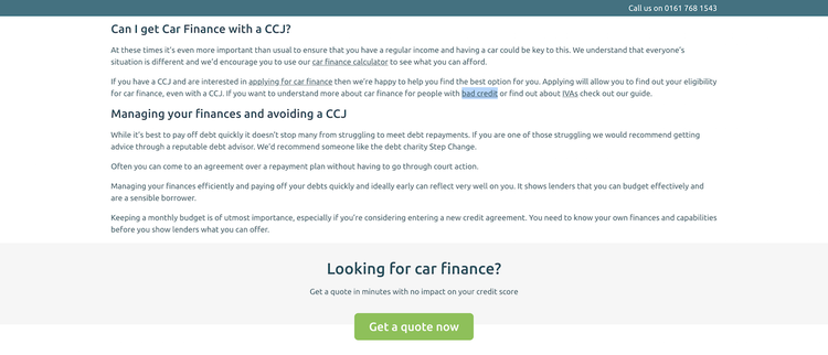 Articolo testo con link evidenziato 'bad credit' come esempio link contestuale
