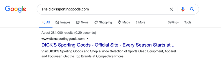 Risultati Google site:dickssportinggoods.com 284.000 risultati