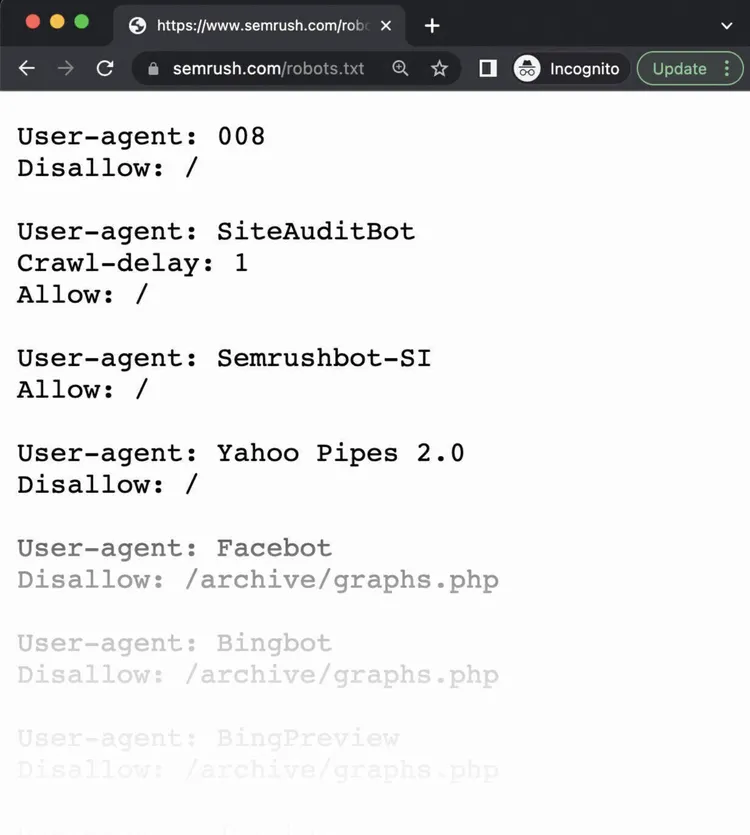 example semrush robots.txt