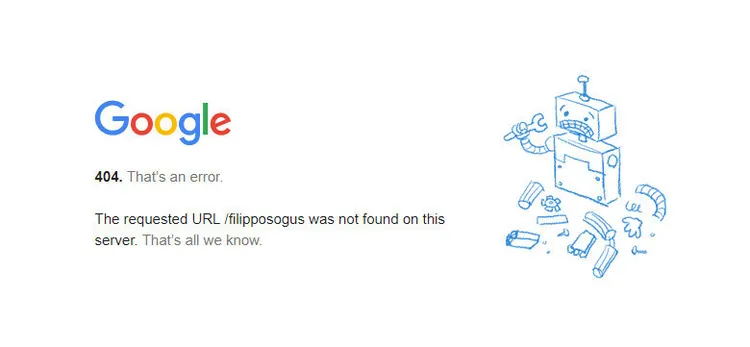 Pagina 404 di Google