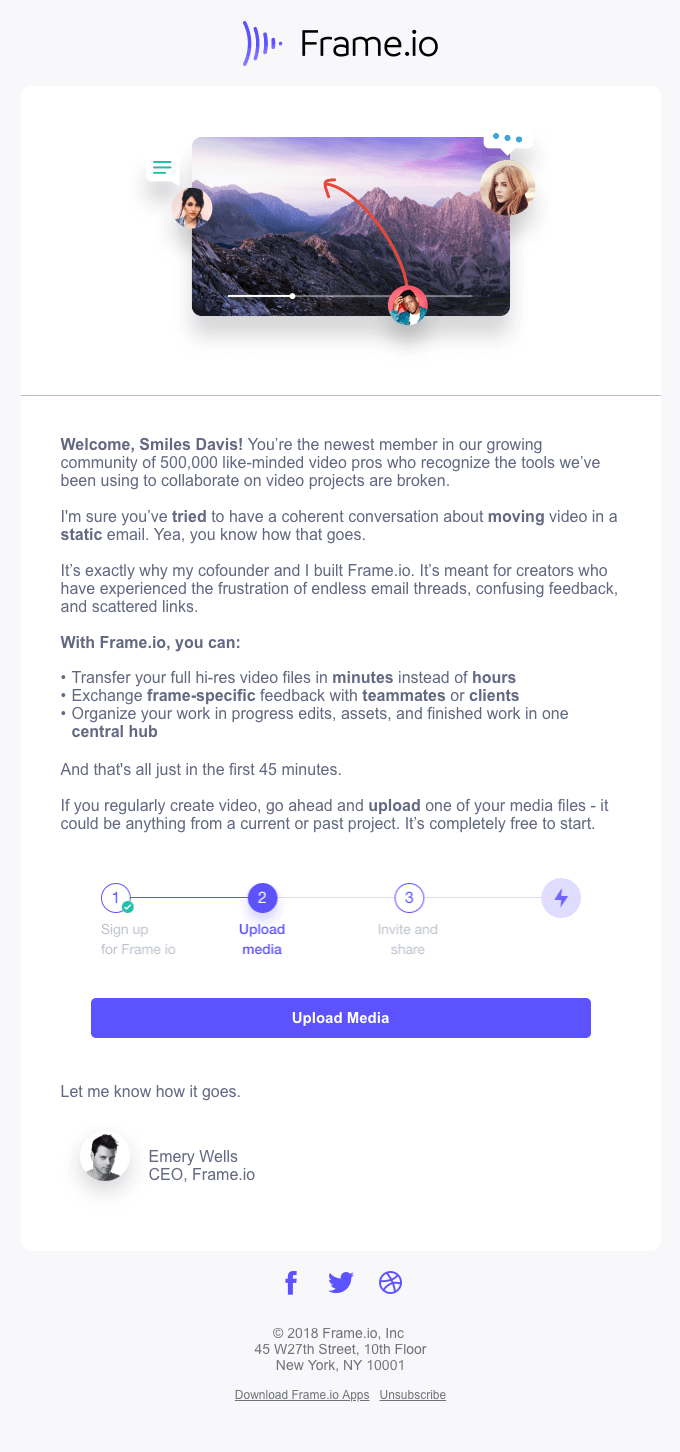 email di benvenuto