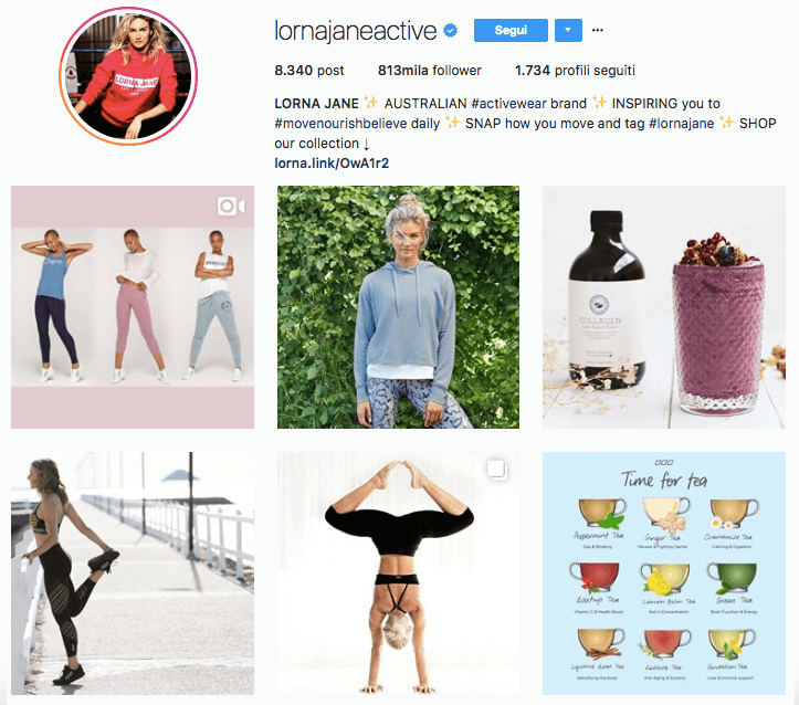 Lorna Jane, account Instagram: guarda il suo profilo per ispirarti