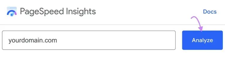 Ricerca strumento PageSpeed Insights