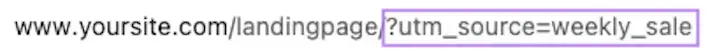 Parametro "utm_source=weekly_sale" evidenziato