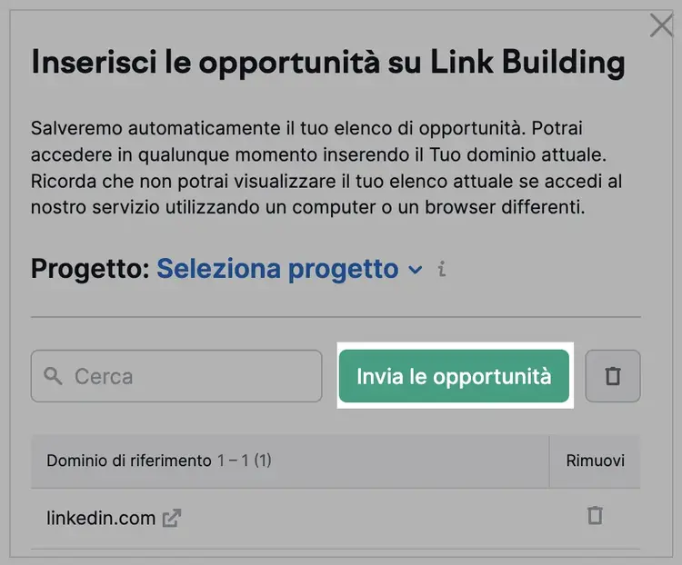 Link building tool di Semrush