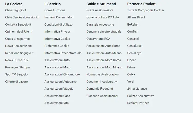 Esempio penalizzazione per link interni nel footer