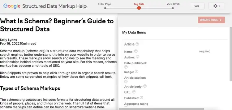 Structured Data Markup Helper di Google