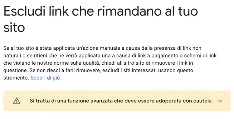 Indicazioni sui backlink di Google