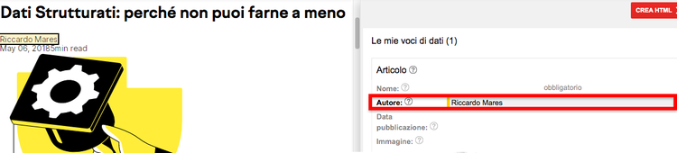 Structured Data Helper articolo Autore Mares