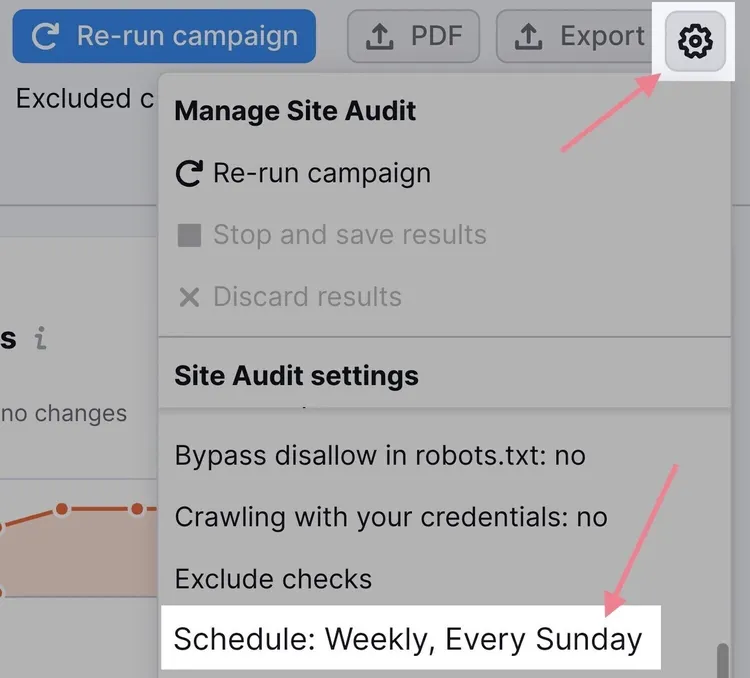 impostare programma sito audit