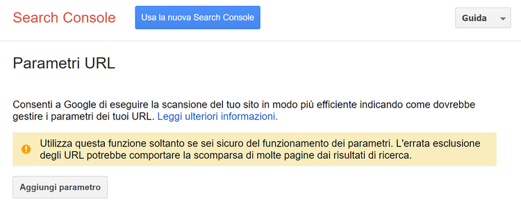 Gestione parametri in Google Search Console