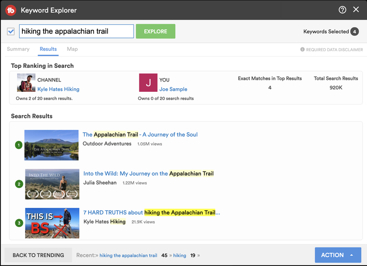 TubeBuddy Results: top video 'Appalachian Trail - Journey of Soul'