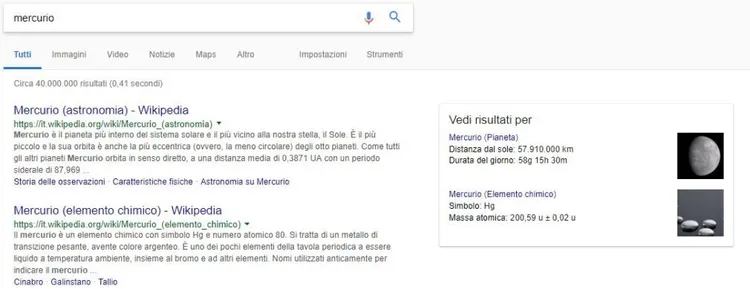 Come funziona la ricerca semantica: la SERP mercurio