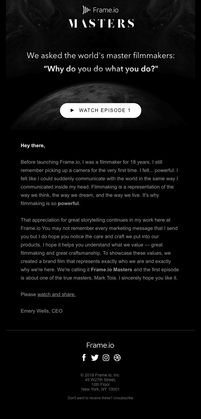 Esempio di email soap opera sequence, fase 2: il dramma