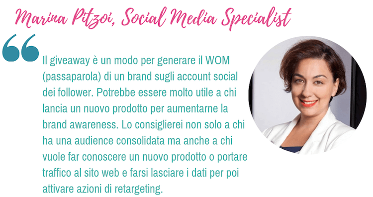 Il commento della social media specialist sull'efficacia dei giveaway