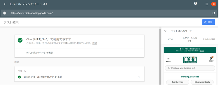 Google Mobile-Friendly Test showing page is mobile compatible