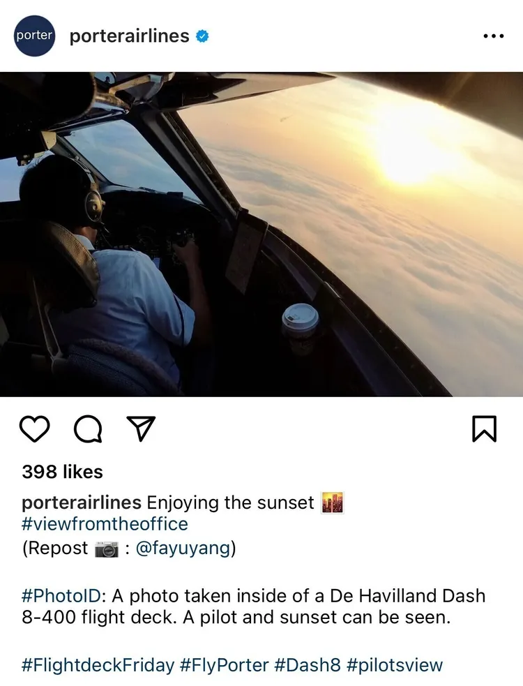 写真付きIDを使用したポーター航空のインスタグラム投稿