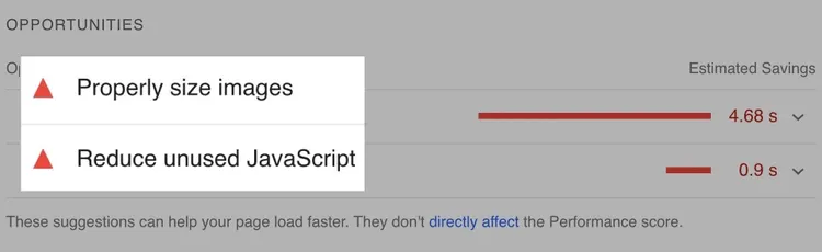 PageSpeed Insights 改善が見込める項目のレポート