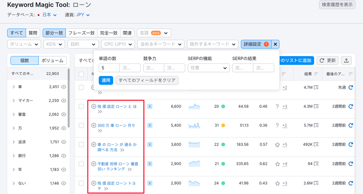 ローン Japan keyword magic tool