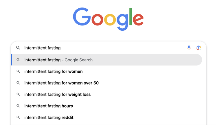 Google検索バーで「断続的断食」を検索