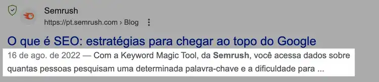 Descrição em um resultado de pesquisa