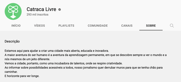 Sobre do canal Catraca Livre