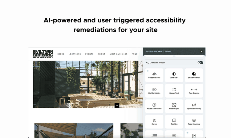 Accessibility remediation interface with widget and screen reader adjustment options