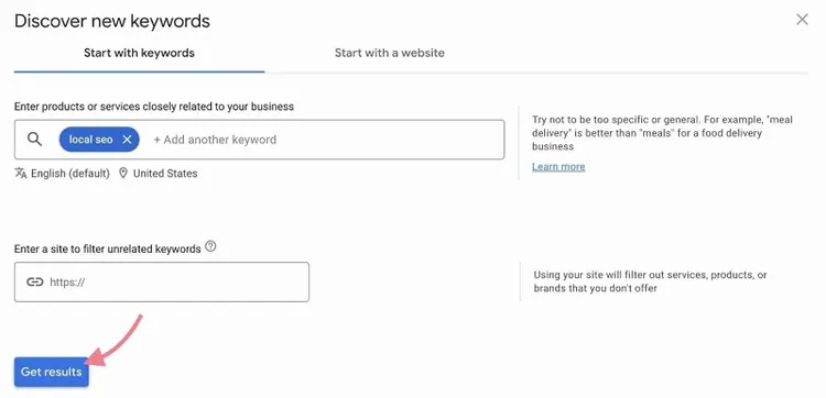 encontrar palavras-chave relacionadas para local SEO