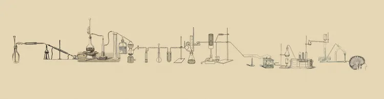 Minimalist illustration of a city skyline with various architectural structures