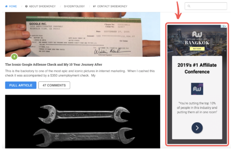 Blog artigo Google Adsense check histórico com imagem ferramentas e sidebar anúncio