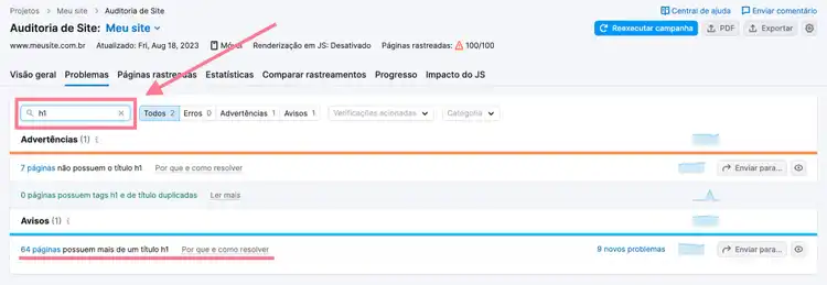 erros de tags h1
