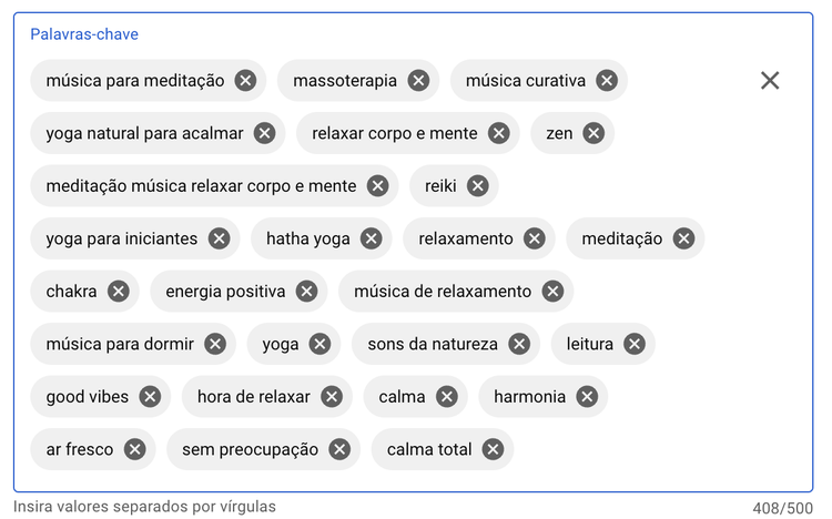 palavras-chave demais