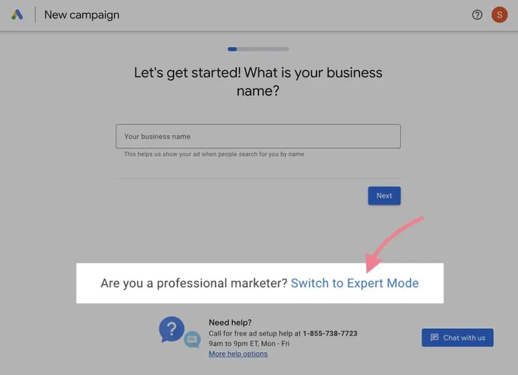 mudar para Expert Mode