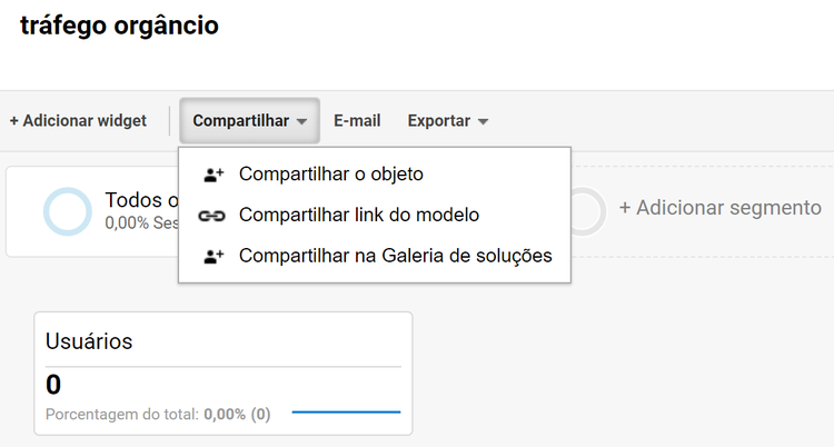 compartilhando o dashboard do google analytics