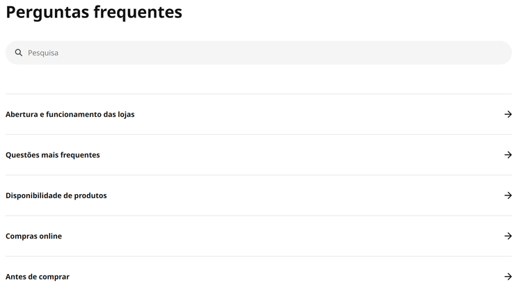 exemplo de perguntas frequentes - ikea